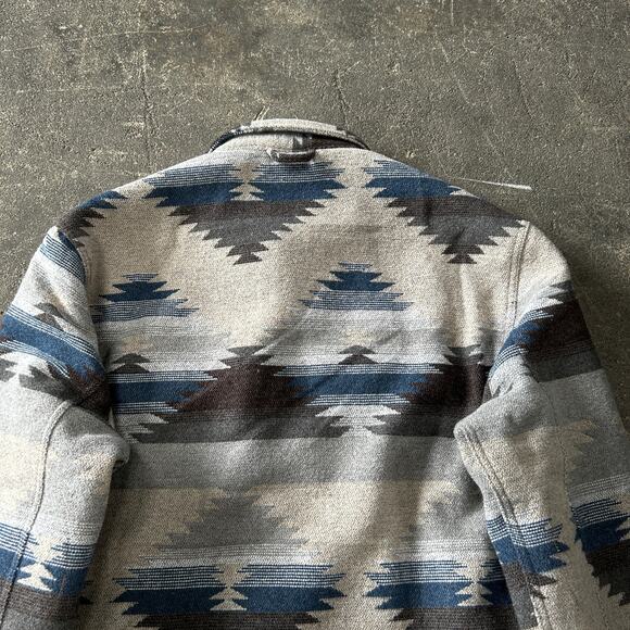 JACHS Aztec Sherpa Flannel Shirt Jacket Men's XL Tan Southwestern Heavyweight - Picture 5 of 9